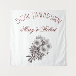 Gebloeid 50-jarig jubileum - gepersonaliseerd  wandkleed