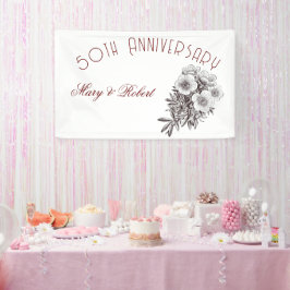 Gebloeid 50ste verjaardag - gepersonaliseerd  spandoek
