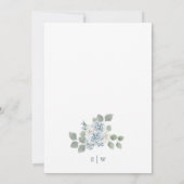 Gebloemd Blauw Bruiloftsmonogram Kaart (Achterkant)