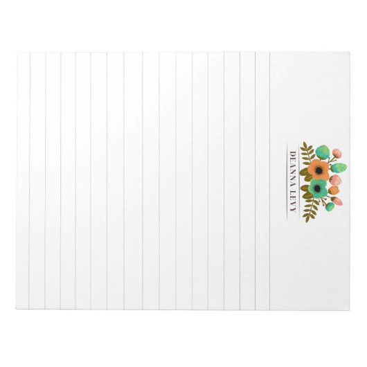 Gebloemd boeket met rand gepersonaliseerd notitieb notitieblok (Voorkant)