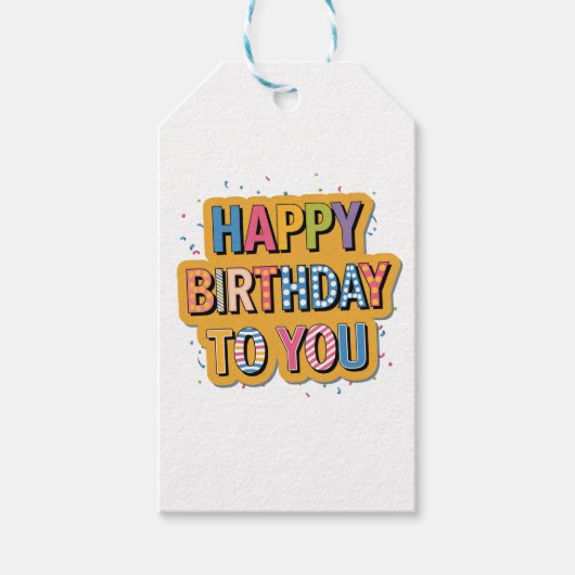 Gebloemd Gefeliciteerd Verjaardag Cadeaulabel (Voorkant)