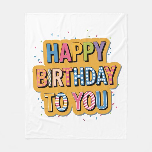 Gebloemd Gefeliciteerd Verjaardag Fleece Deken (Voorkant)