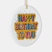 Gebloemd Gefeliciteerd Verjaardag Keramisch Ornament (Rechts)