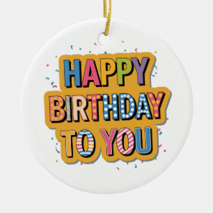 Gebloemd Gefeliciteerd Verjaardag Keramisch Ornament