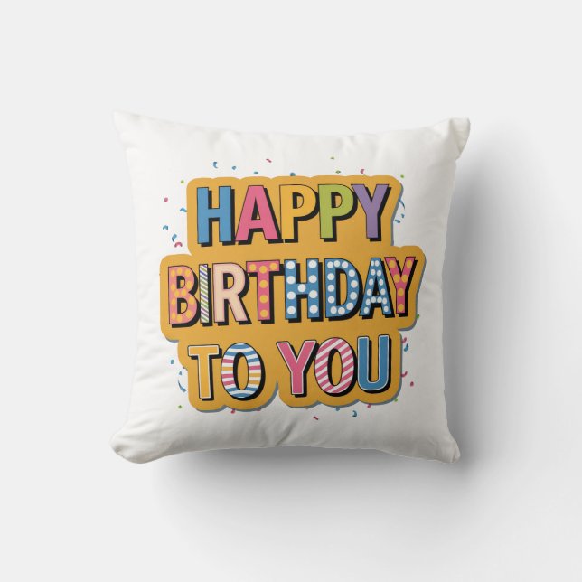 Gebloemd Gefeliciteerd Verjaardag Kussen (Voorkant)