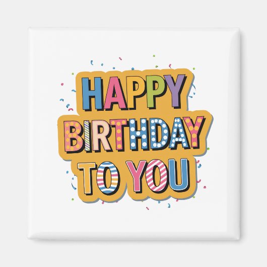 Gebloemd Gefeliciteerd Verjaardag Magneet (Voorkant)