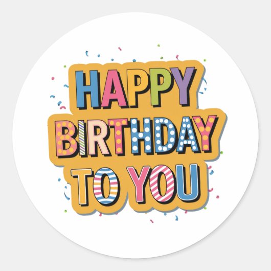 Gebloemd Gefeliciteerd Verjaardag Ronde Sticker (Voorkant)