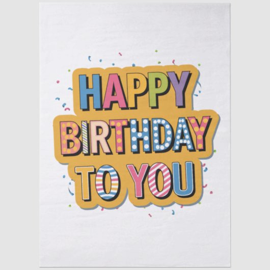 Gebloemd Gefeliciteerd Verjaardag Tissuepapier (Voorkant)