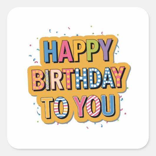Gebloemd Gefeliciteerd Verjaardag Vierkante Sticker (Voorkant)