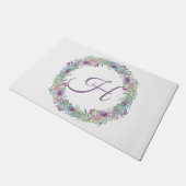 Gebloemd krans monogram persoonlijk deurmat (Schuin)