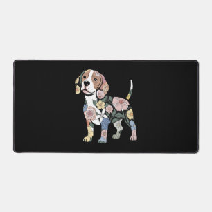 Gebloemde Beagle Silhuet Ontwerp Bureaumat