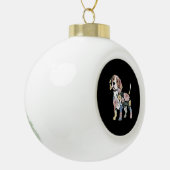Gebloemde Beagle Silhuet Ontwerp Keramische Bal Ornament (Links)