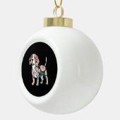 Gebloemde Beagle Silhuet Ontwerp Keramische Bal Ornament (Rechts)