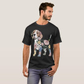 Gebloemde Beagle Silhuet Ontwerp T-shirt (Voorkant volledig)
