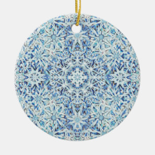 Gebloemde Bevroren Kristal — Ingewikkelde Sneeuwvl Keramisch Ornament
