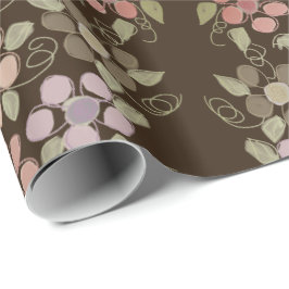 Gebloemde Chocolade Bruine Happy Birthday Cadeaupa Cadeaupapier