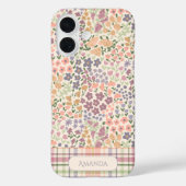 Gebloemde en geruite gepersonaliseerde naam telefo Case-Mate iPhone case (Achterkant)