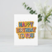 Gebloemde Gefeliciteerd Verjaardag Briefkaart (Staand voorkant)