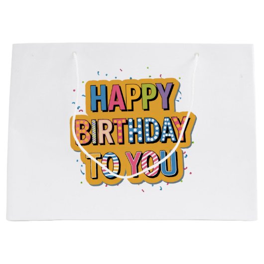 Gebloemde Gefeliciteerd Verjaardag Groot Cadeauzakje (Voorkant)