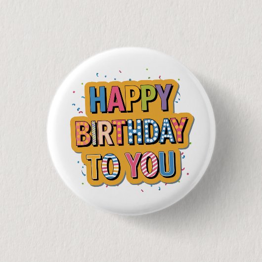 Gebloemde Gefeliciteerd Verjaardag Ronde Button 3,2 Cm (Voorkant)
