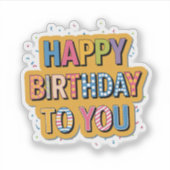 Gebloemde Gefeliciteerd Verjaardag Sticker (Voorkant)