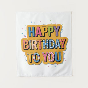 Gebloemde Gefeliciteerd Verjaardag Wandkleed