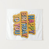 Gebloemde Gefeliciteerd Verjaardag Wandkleed (Voorkant (horizontaal))