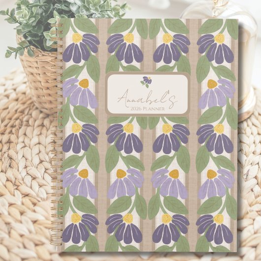Gebloemde gestreepte gepersonaliseerde planner