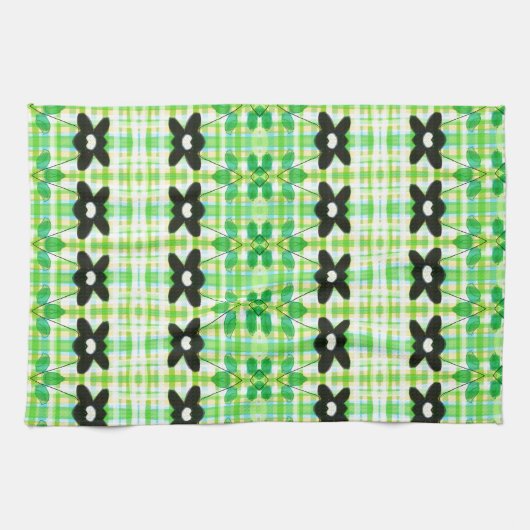 Gebloemde handdoek met geruite (Horizontaal)