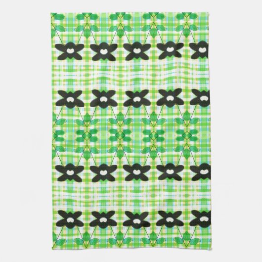 Gebloemde handdoek met geruite (Verticaal)