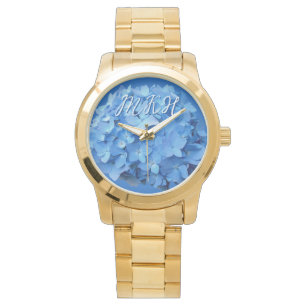 Gebloemde Hydrangea Bloemen Met Initiaal Horloge