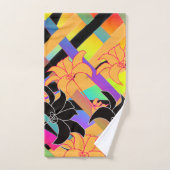 Gebloemde interlock bad handdoek (Handdoek)