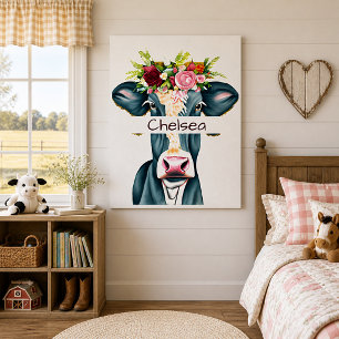 Gebloemde koe gepersonaliseerd poster