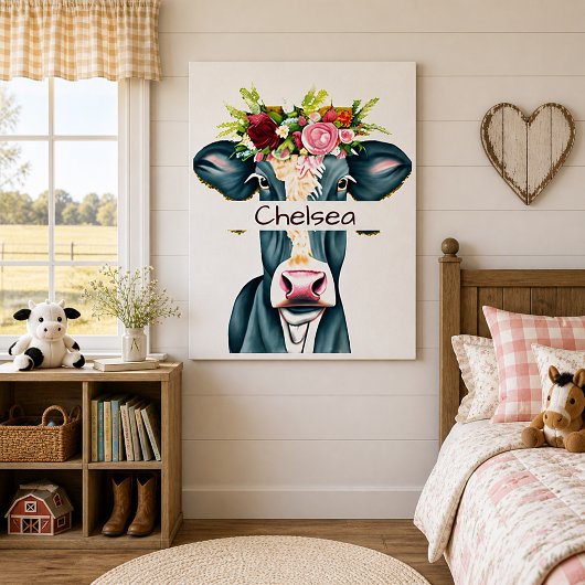 Gebloemde koe gepersonaliseerd  poster