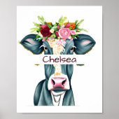 Gebloemde koe gepersonaliseerd  poster (Voorkant)