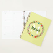 Gebloemde krans groene strepen gepersonaliseerd mo planner (Display)