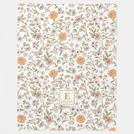 Gebloemde Monogramdeken Fleece Deken