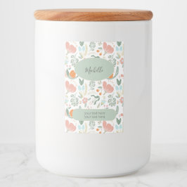 Gebloemde patroonnaam en tekst gepersonaliseerd voedselcontainer etiket