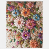 Gebloemde quiltontwerp fleece deken (Voorkant)