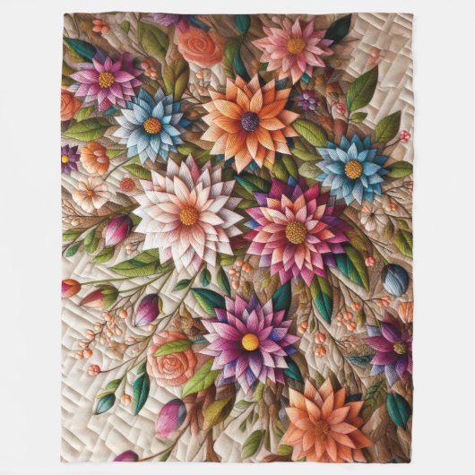 Gebloemde quiltontwerp fleece deken (Voorkant)