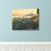 Gebloemde Rivieroever, Argenteuil - Claude Monet Canvas Afdruk (Insitu (Houten vloer))