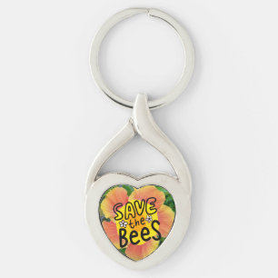 Gebloemde "Save The Bees" Sleutelhanger