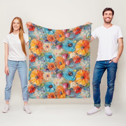 Gebloemde Structuurpatroon Fleece Deken (In situ)