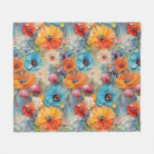 Gebloemde Structuurpatroon Fleece Deken (Voorkant (Horizontaal))