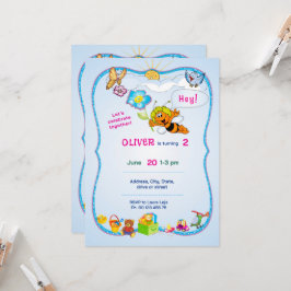 Gebloemde thema uitnodiging. Kinderfeestje. Kaart