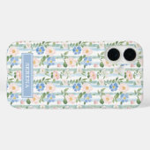 Gebloemde waterverf gestreepte gepersonaliseerde b Case-Mate iPhone case (Achterkant (horizontaal))