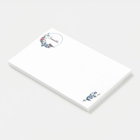 Gebloemte Vogel Persoonlijk Post-it® Notes (Schuin)