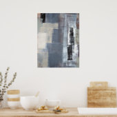 'Geblokkeerd' grijs en beige Abstract Poster afdru (Keuken)