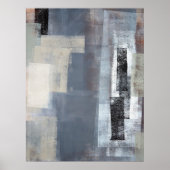 'Geblokkeerd' grijs en beige Abstract Poster afdru (Voorkant)