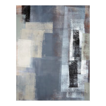 'Geblokkeerd' grijs en beige Abstract Poster afdru